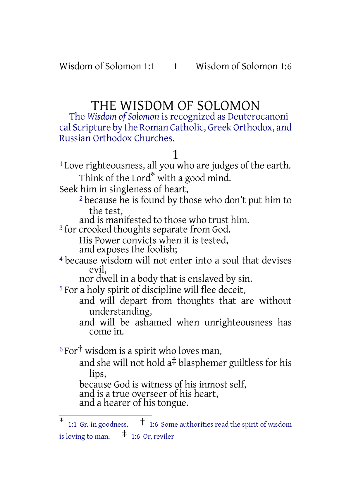 25. Sapiential - Wisdom - THE WISDOM OF SOLOMON The Wisdom of Solomon ...