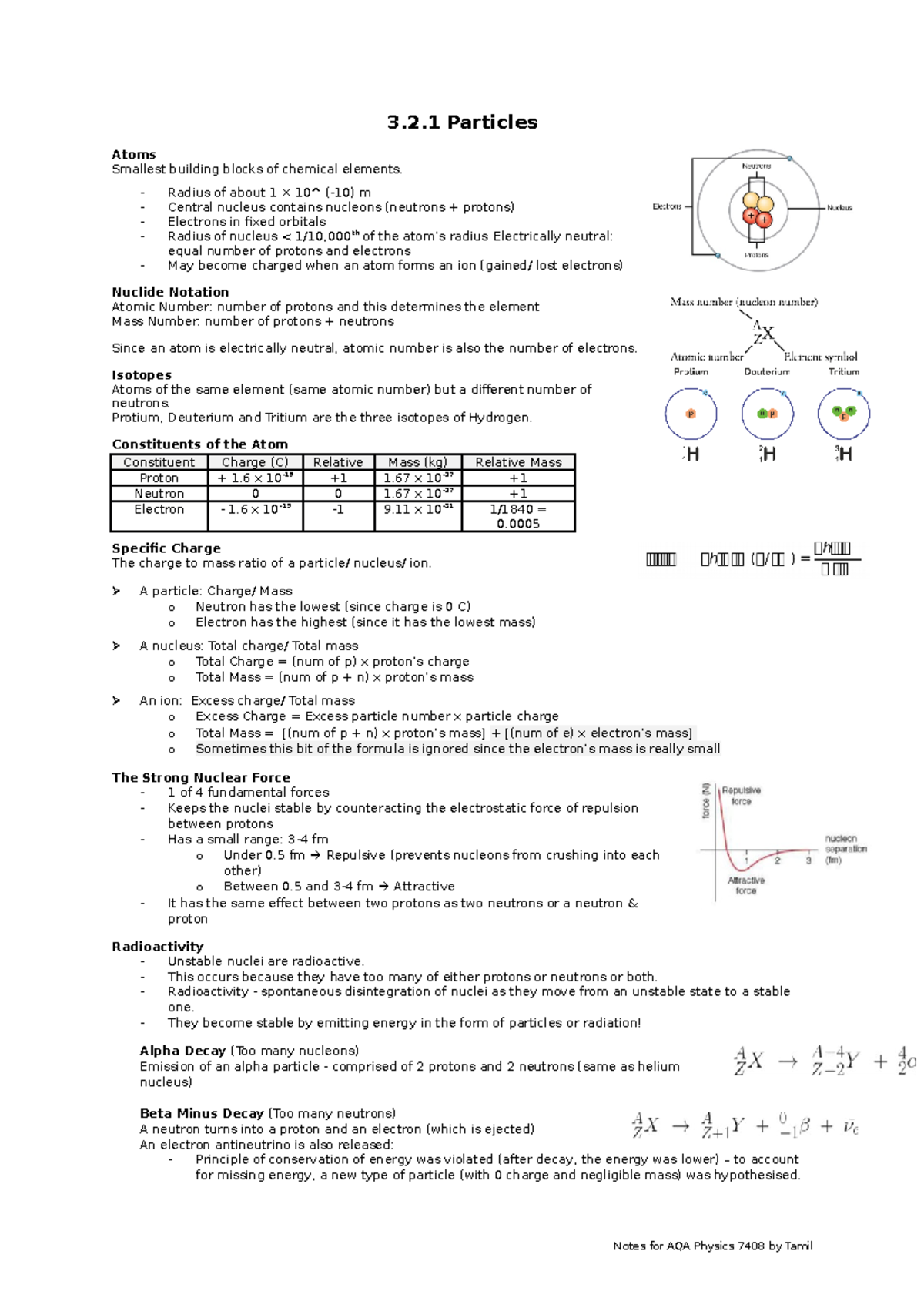 3.2.1 Particles - notes - 3.2 Particles Atoms Smallest building blocks ...