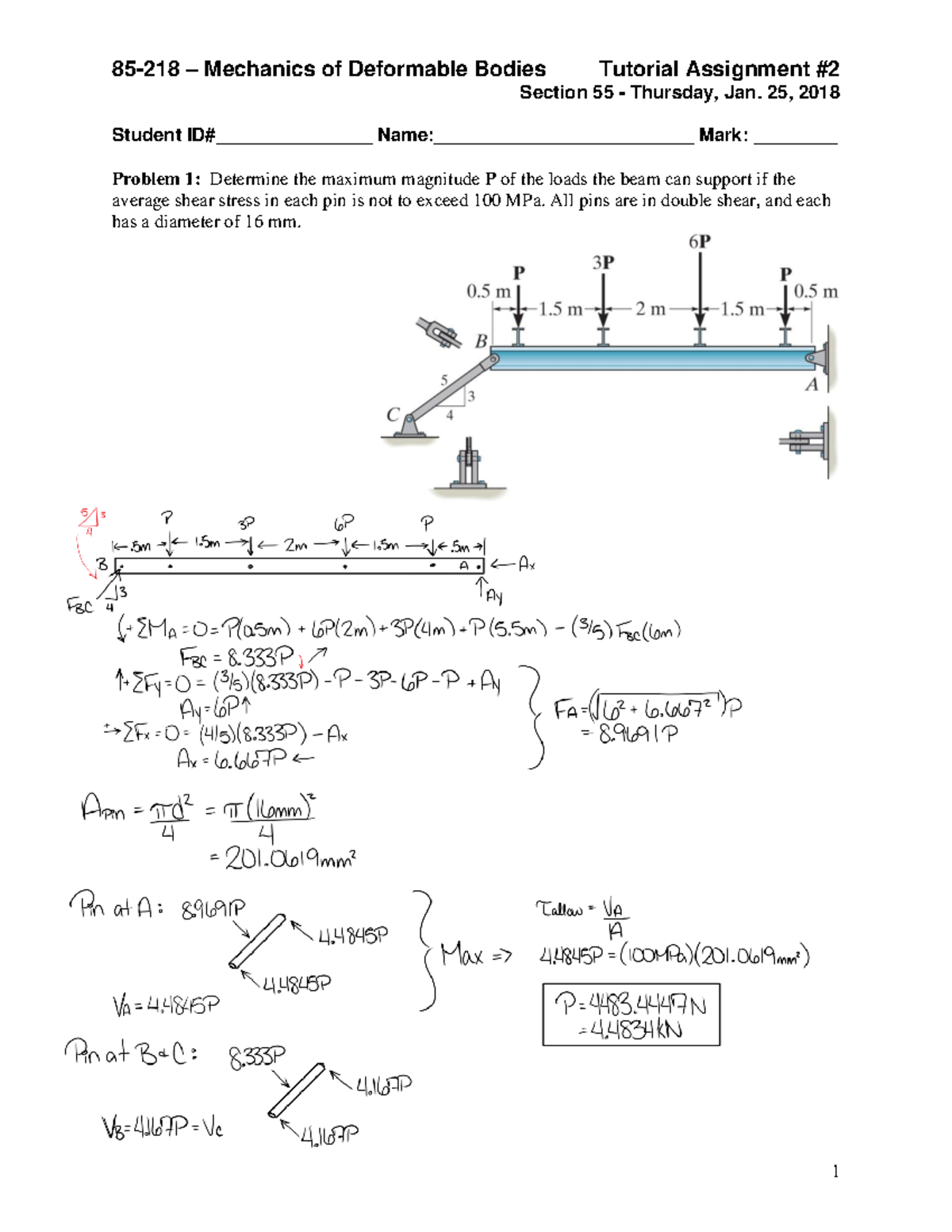 85 218 TA 2 55 Solutions - 85-218 – Mechanics Of Deformable Bodies ...