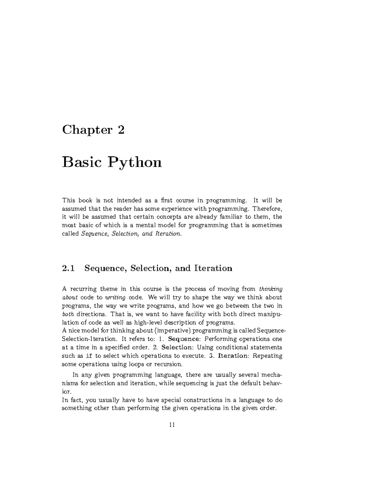 Data Structures in Python 1 - Chapter 2 Basic Python This book is not ...