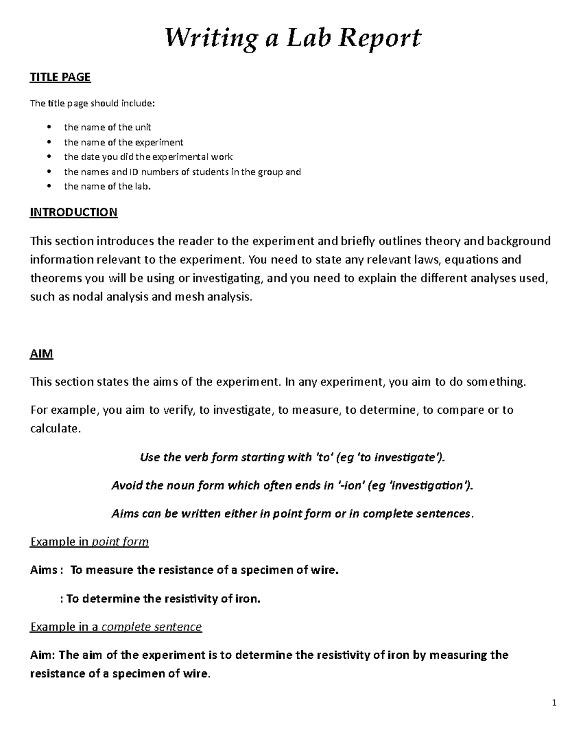 How to write the lab report edm wirecut practise Studocu