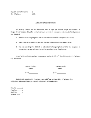 Affidavit of Adverse Claim Sample - Republic of the Philippines ) City ...