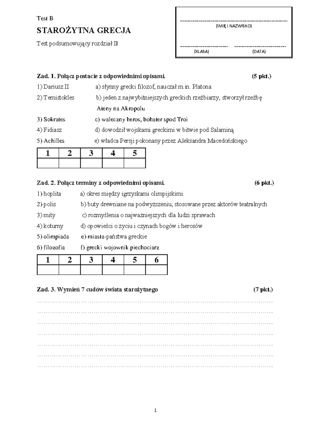 Sprawdzian Starożytna Grecja Liceum Poziom Rozszerzony Nowa Era www.studocu.com