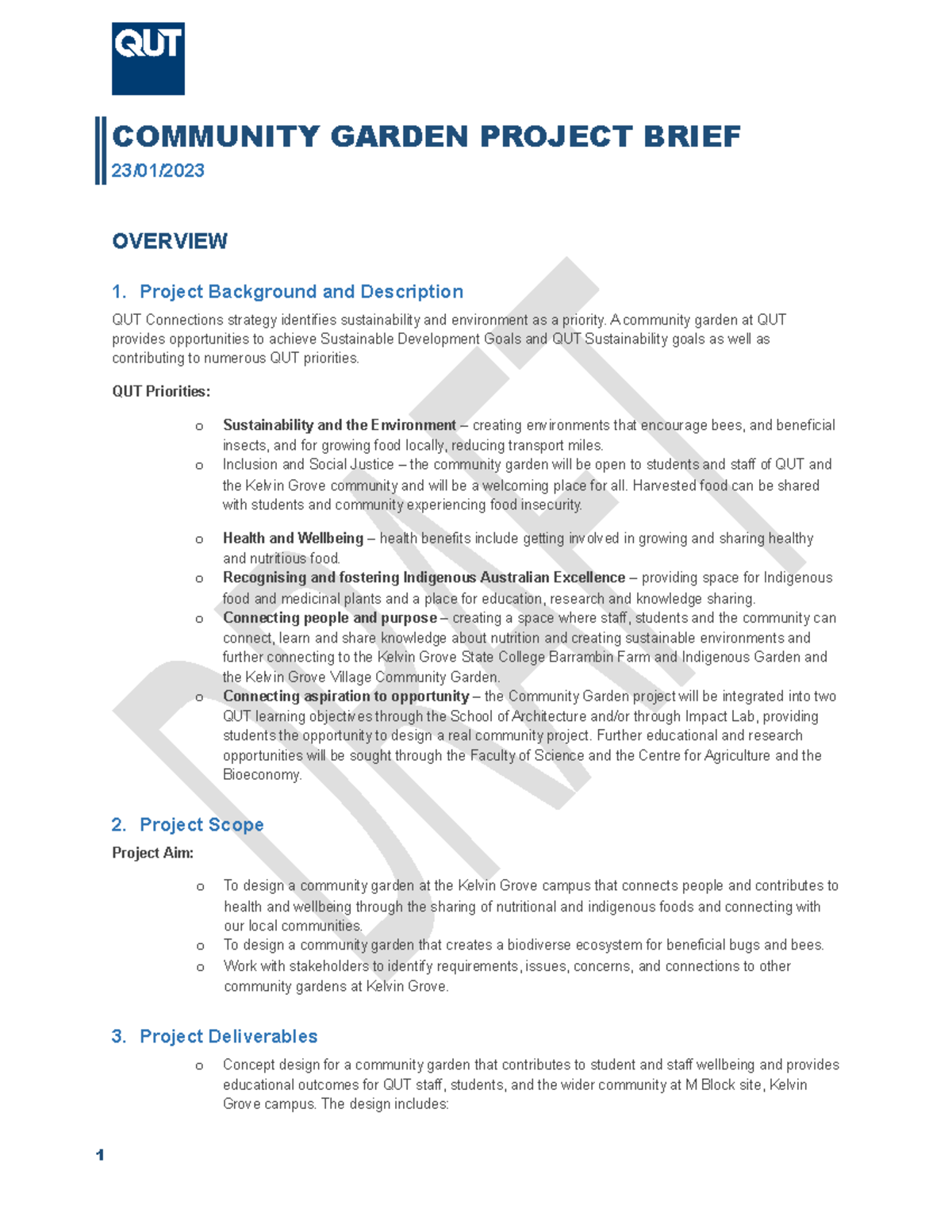 Project Brief Community Garden - COMMUNITY GARDEN PROJECT BRIEF 23/01 ...