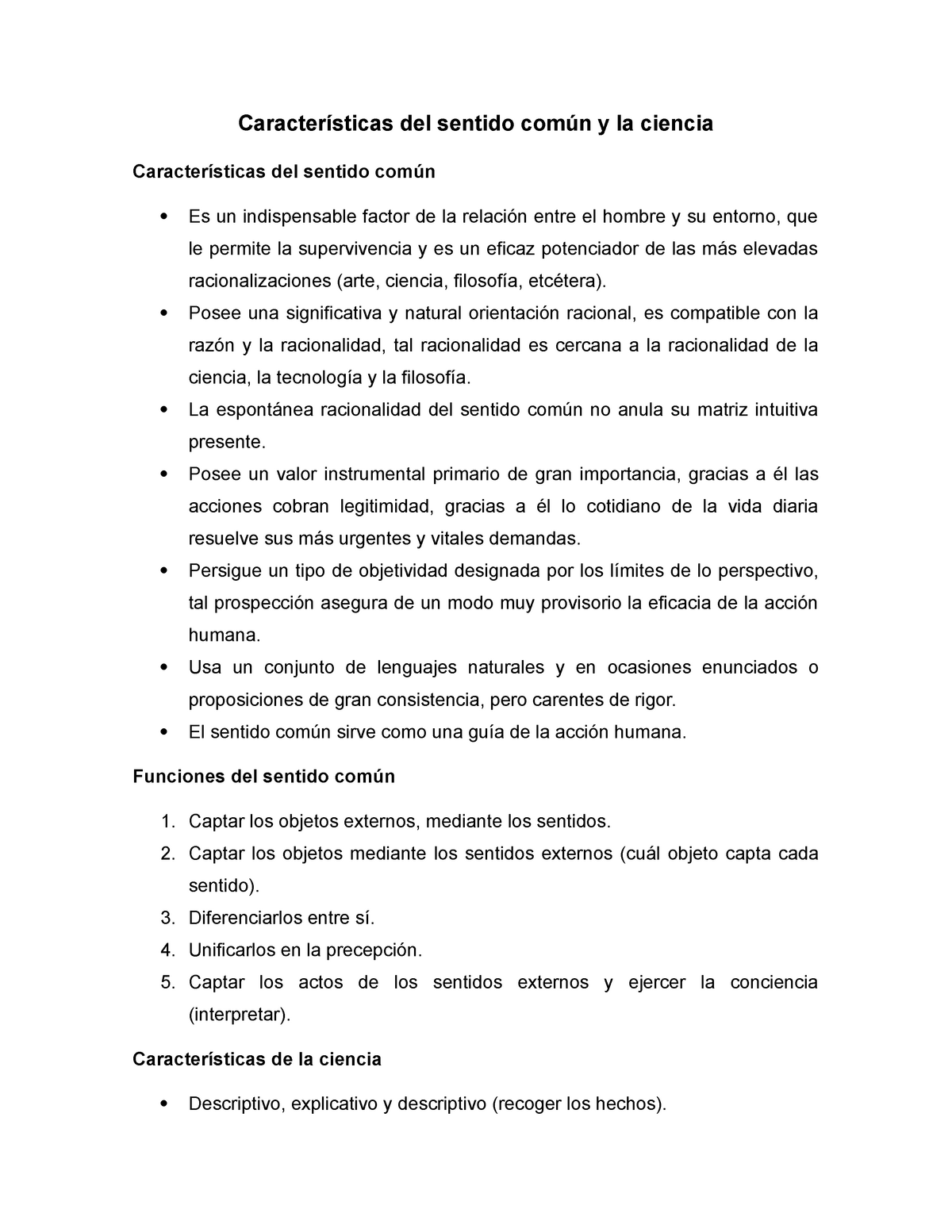 Ciencia Y Sentido Común Características Del Sentido Común Y La Ciencia Características Del 