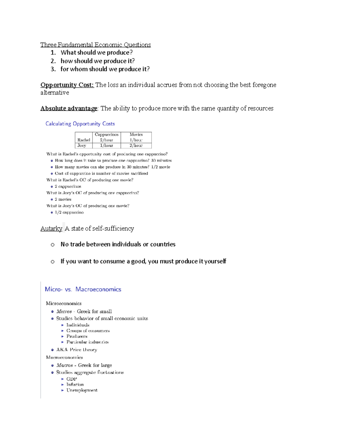 Midterm Notes ECON200 - Three Fundamental Economic Questions 1. What ...