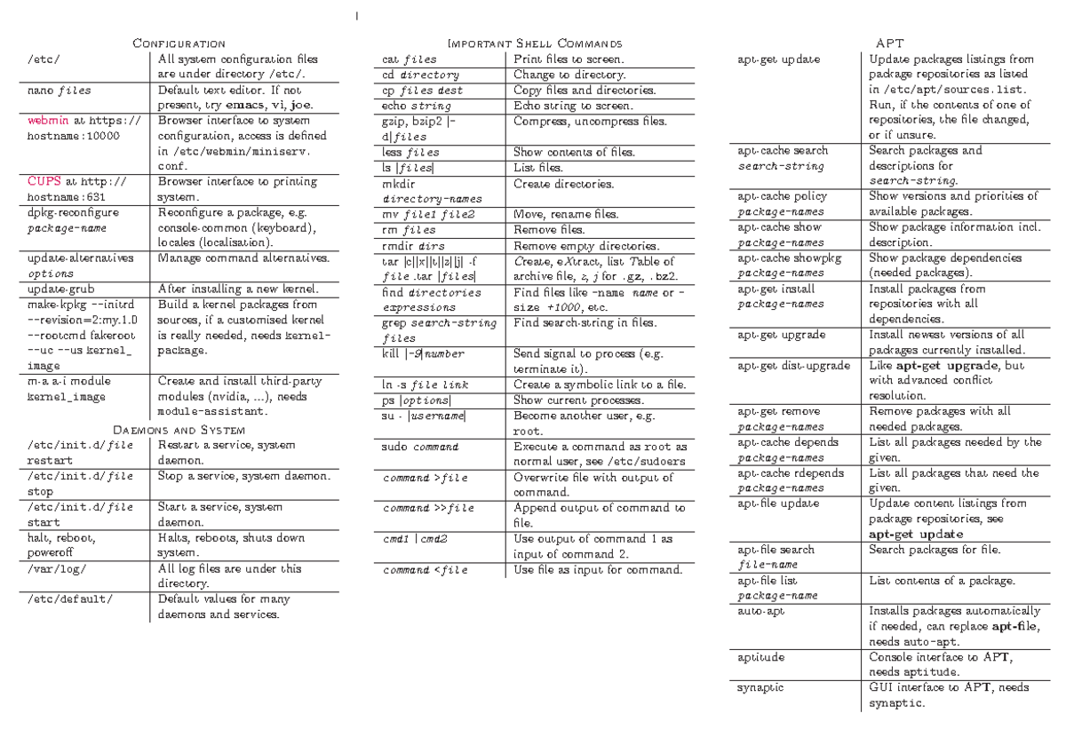 Commands - Configuration /etc/ All system configuration files are under ...