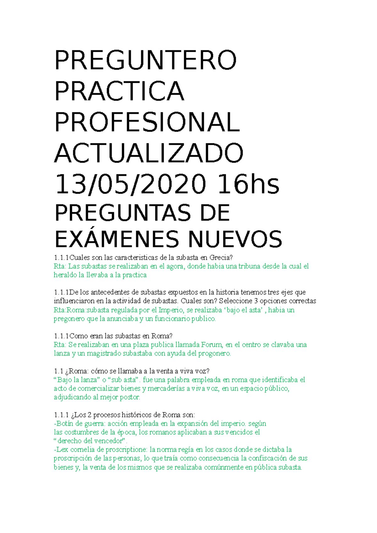 Preguntero De EXAMEN 1 - PREGUNTERO PRACTICA PROFESIONAL ACTUALIZADO 13 ...