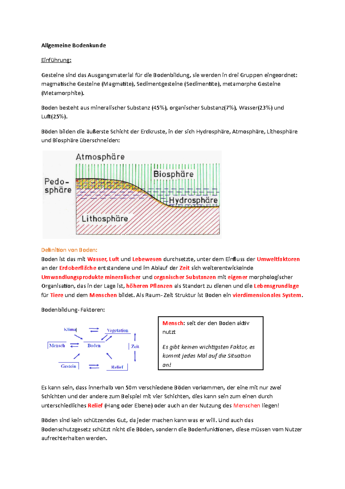 Allgemeine Bodenkunde Zusammenfassung - Allgemeine Bodenkunde ...