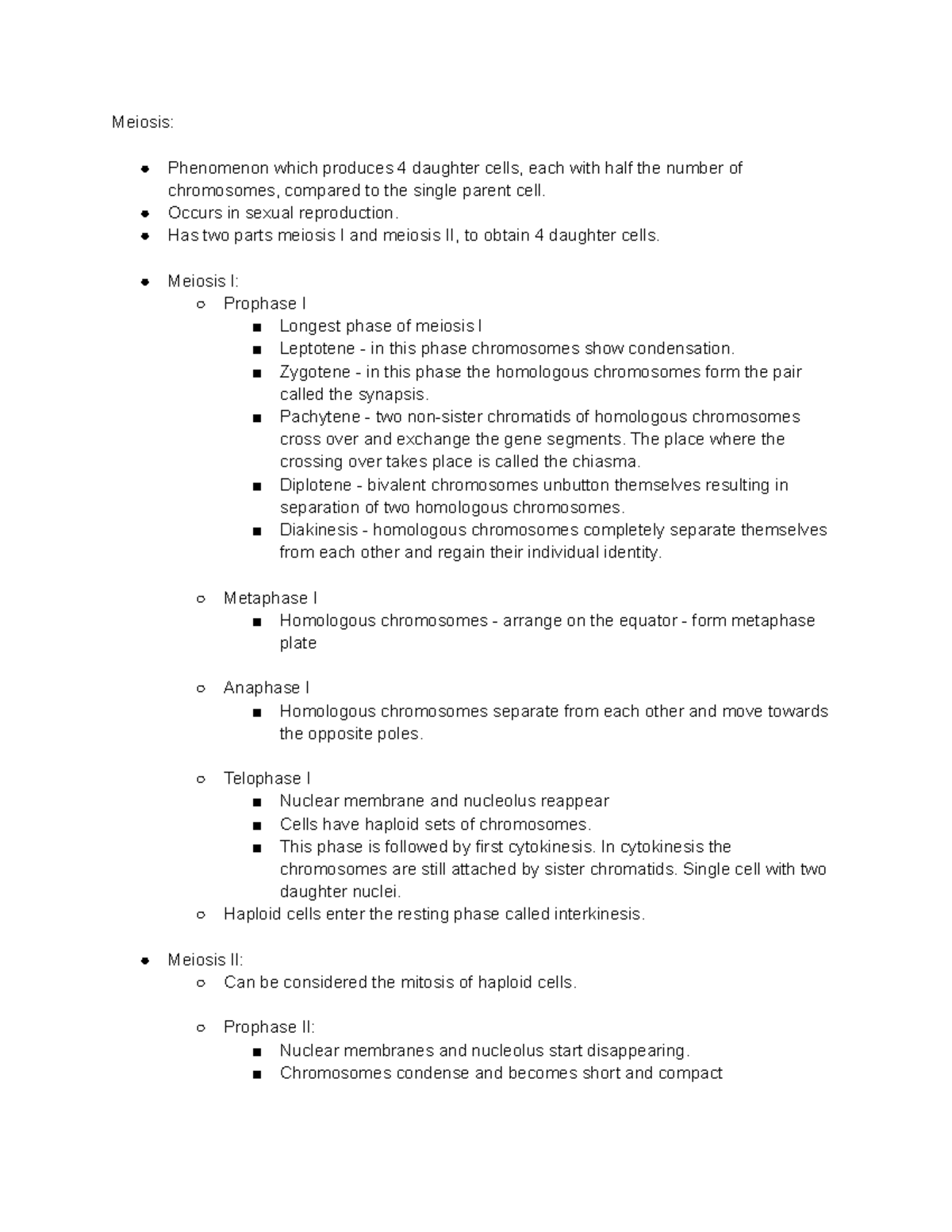 M2 - meiosis - Meiosis: Phenomenon which produces 4 daughter cells ...