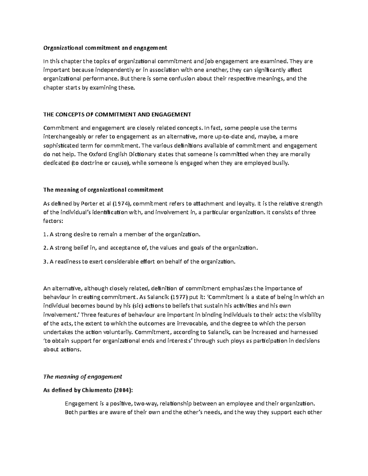 Organizational commitment and engagement - They are important because ...