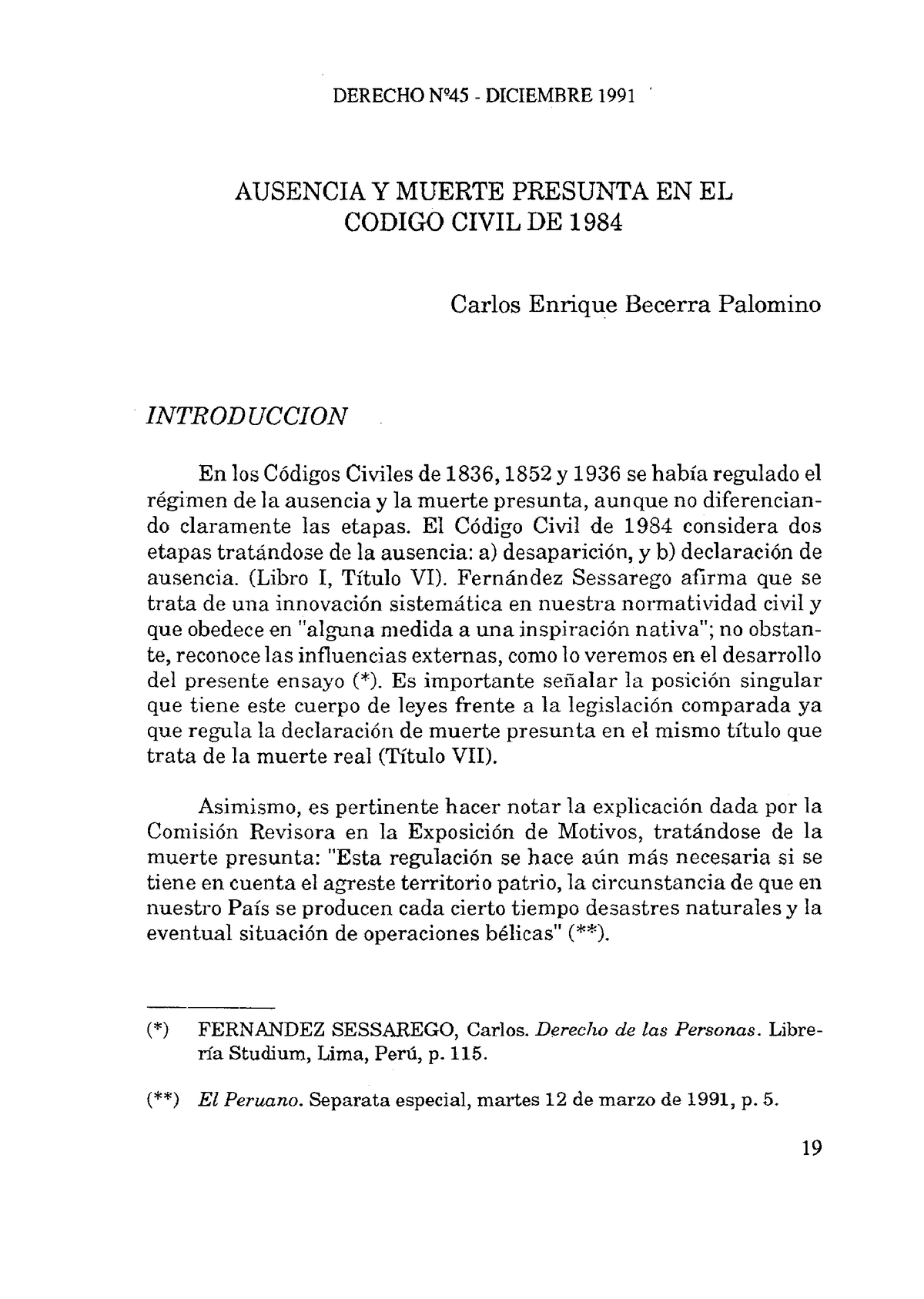 S12.s1 Ausencia Y Muerte Presunta En El Codigo Civil De 1984 - DERECHO ...