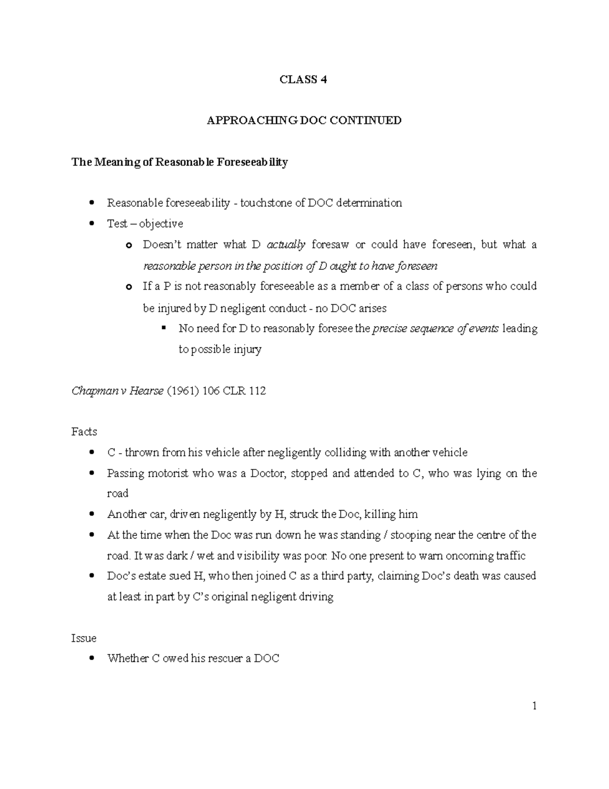 Class 4 - Mine - Lecture notes 4 - CLASS 4 APPROACHING DOC CONTINUED ...
