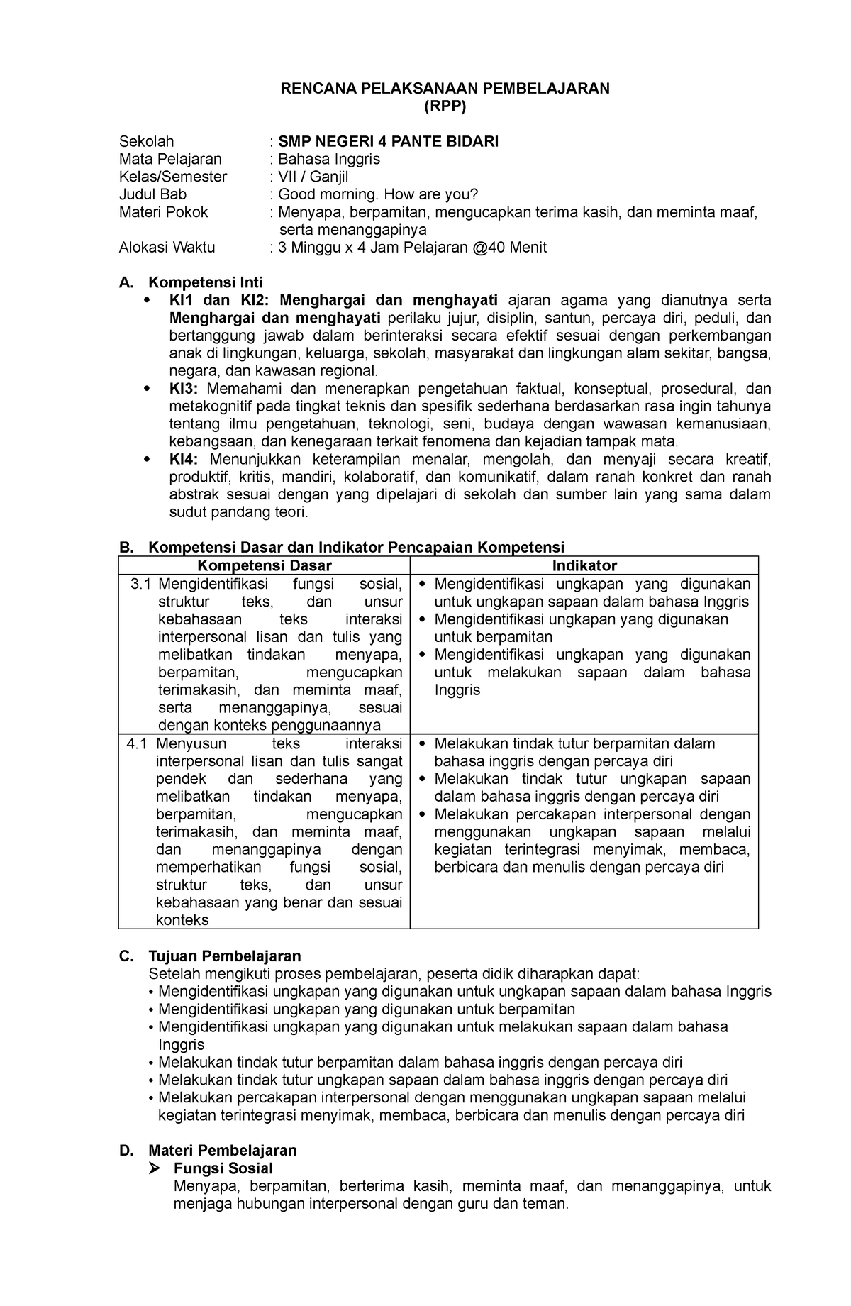 12. RPP 1 - Rencana Pembelajaran - RENCANA PELAKSANAAN PEMBELAJARAN ...