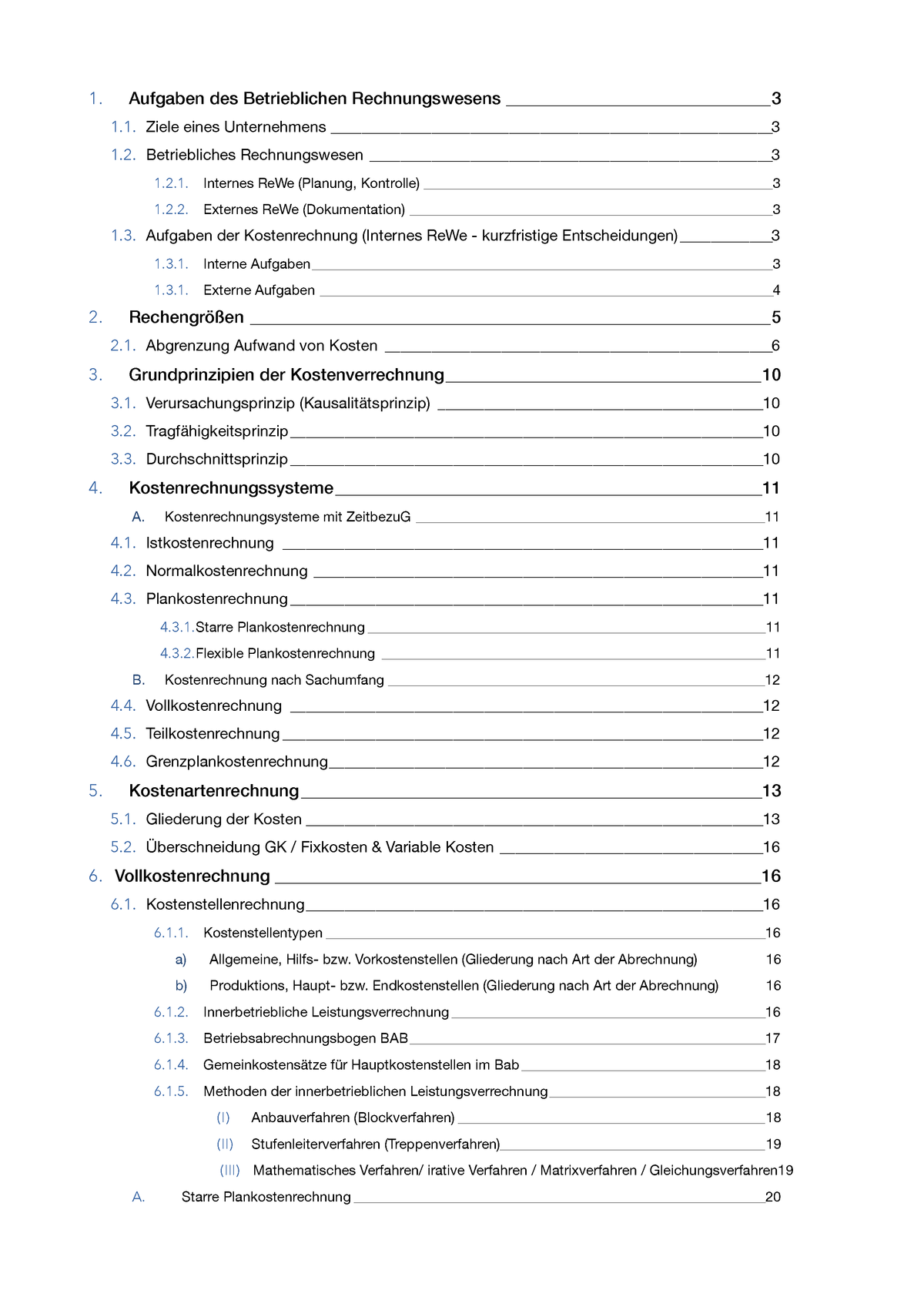 KLR Skript WS 18:19 - Zusammenfassung Kosten- Und Leistungsrechnung ...