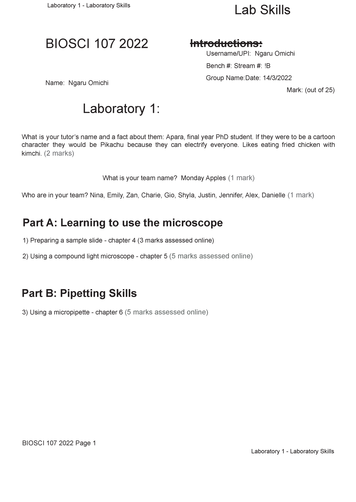 Lab 1 Lab Skills Assignment 2022 Online Laboratory 1 Laboratory