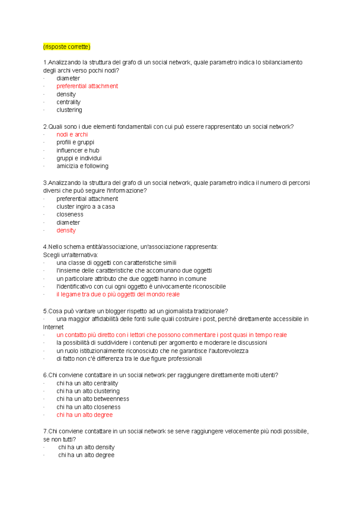 Reperimento - risposte corrette test informatica online - Metodologie ...