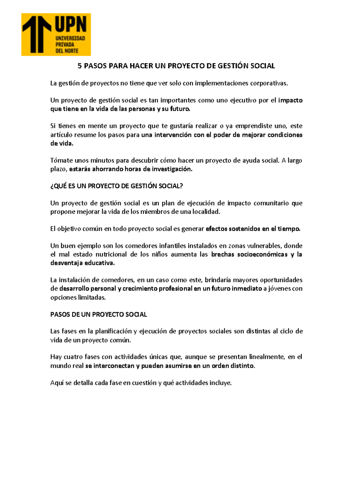5 Pasos PARA Hacer UN Proyecto DE Gestión Social - 5 PASOS PARA HACER ...
