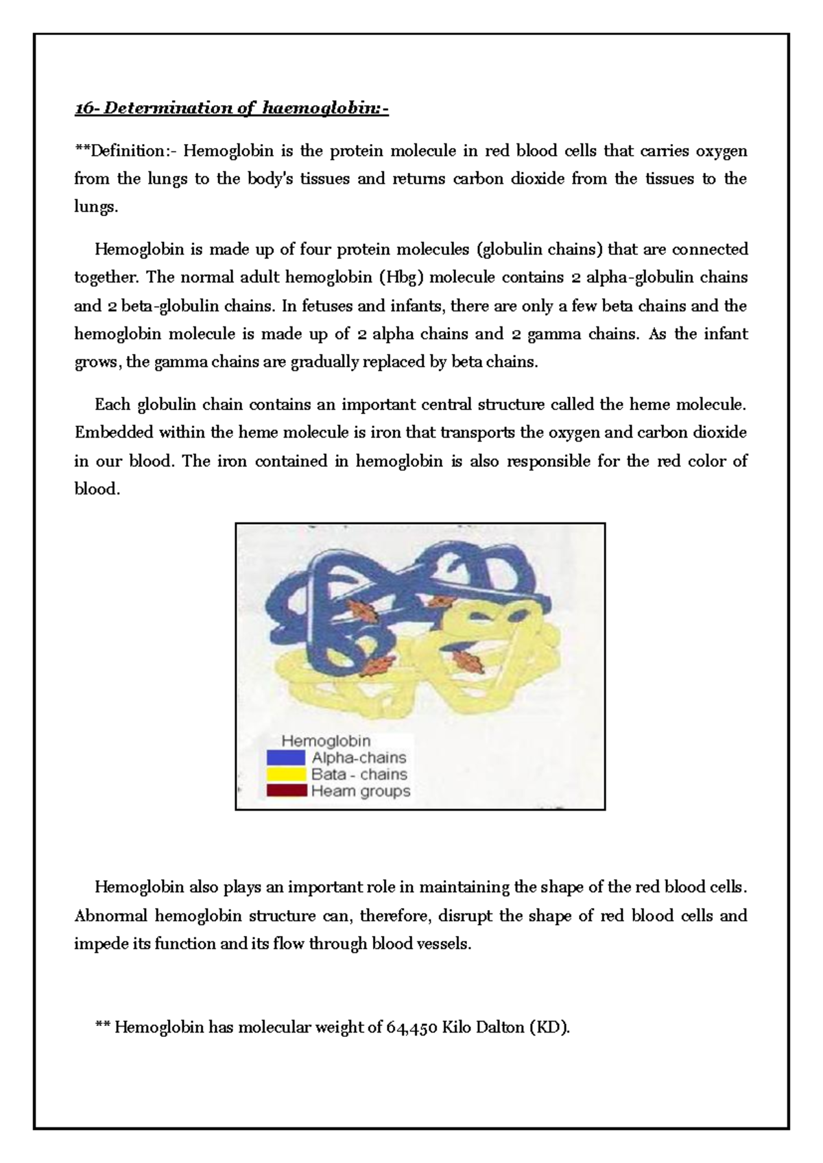 Hb - Hemoglobin - 16- Determination of haemoglobin:- **Definition ...