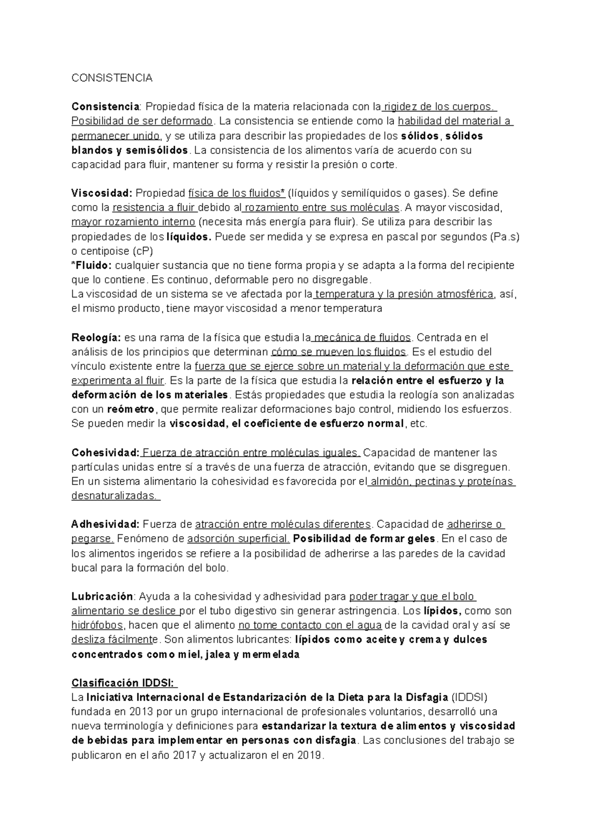 Consistencia - CONSISTENCIA Consistencia: Propiedad física de la ...