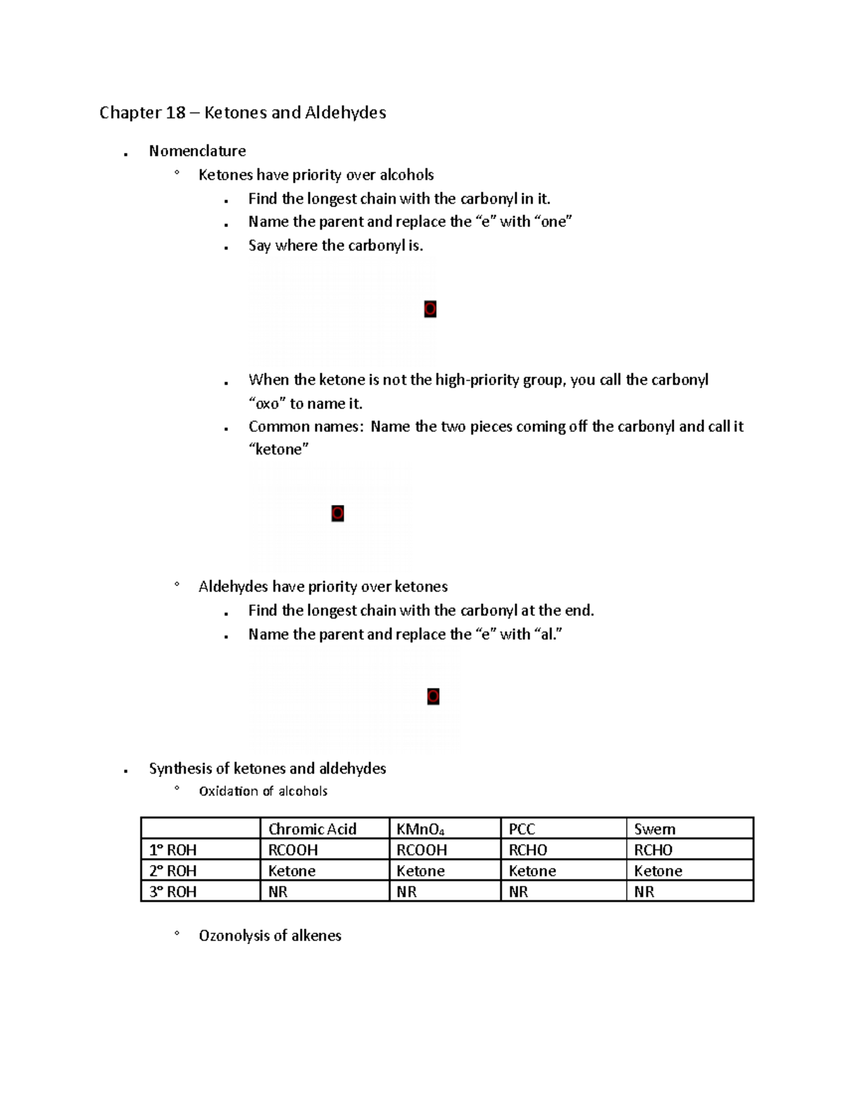 Chapter 18 - Chapter 18 – Ketones and Aldehydes Nomenclature o Ketones ...