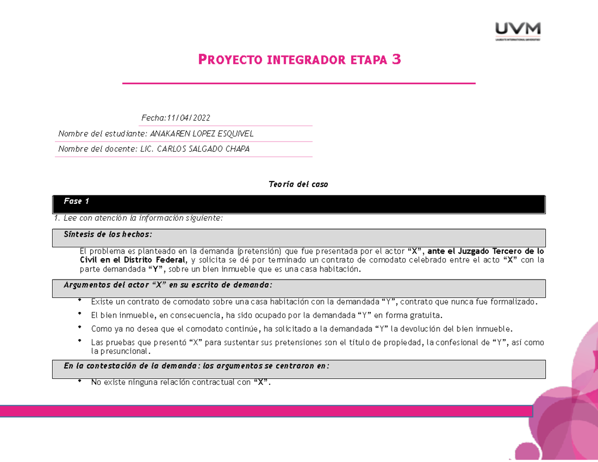 ACT#6 Proyecto Integrador Derechos Humanos - PROYECTO INTEGRADOR ETAPA ...