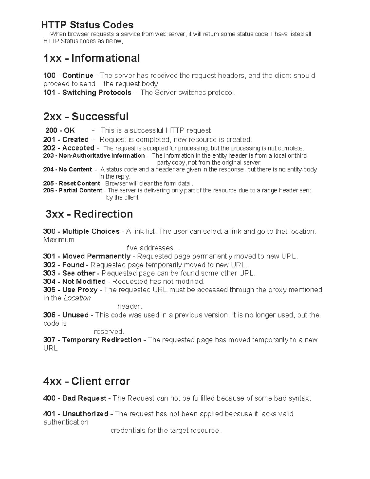 HTTP Status Codes - HTTP Status Codes When browser requests a service ...