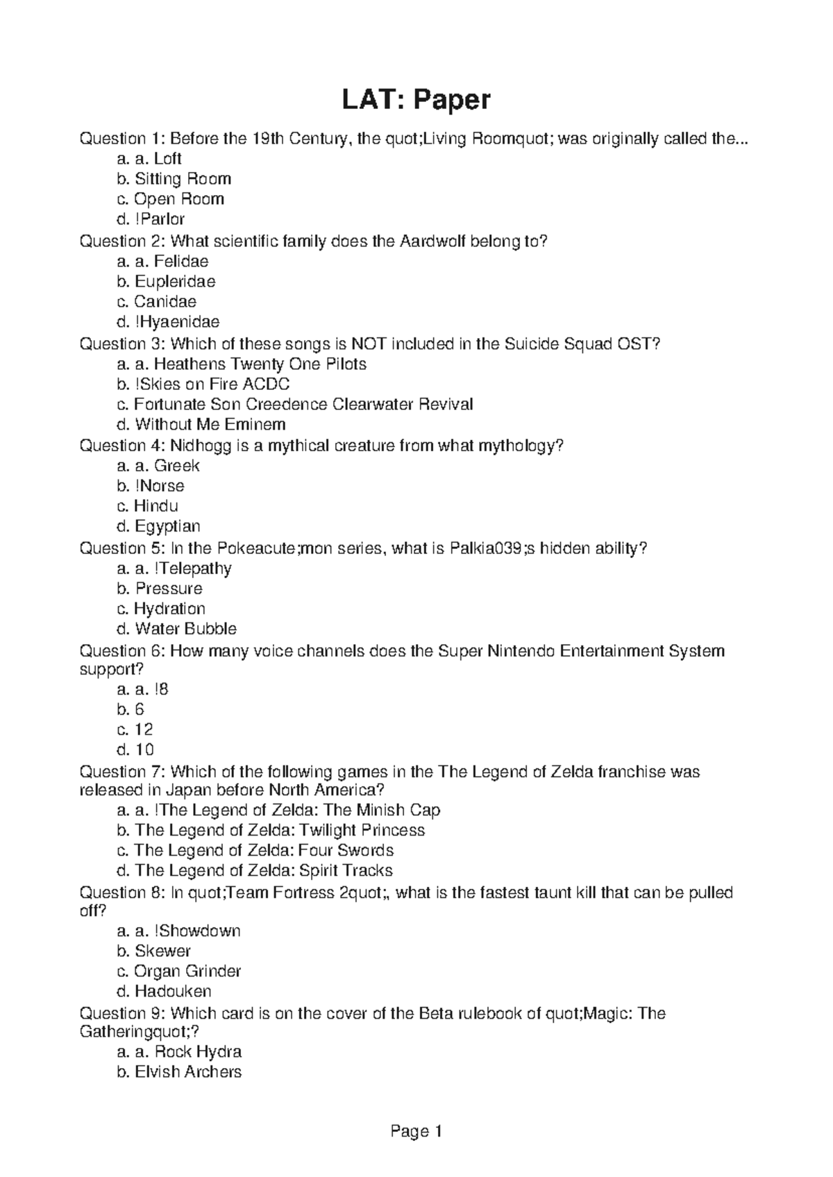 LAT271 Lecture Notes 5 - LAT: Paper Question 1: Before the 19th Century ...