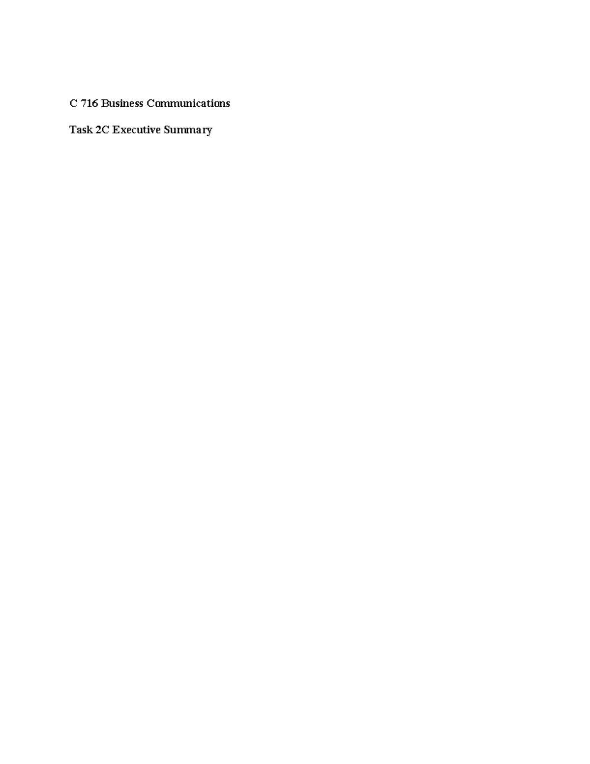 C716 task 2 - Objective assessment - C 716 Business Communications Task ...