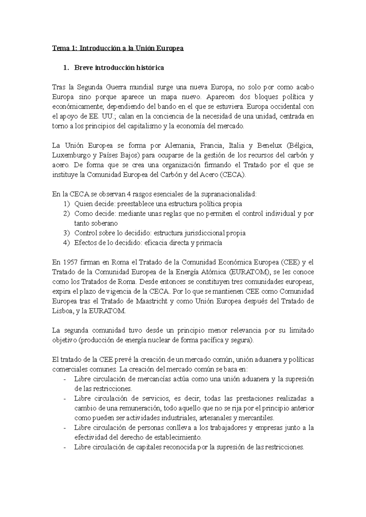 DUE - apuntes asignatura derecho de la Unión Europea - Tema 1 ...