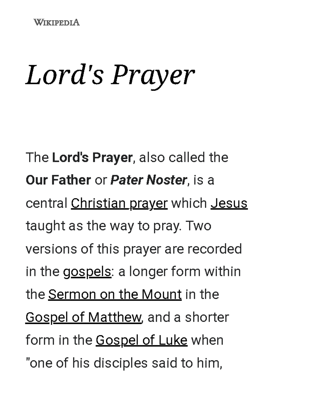 Lord's Prayer - Wikipedia