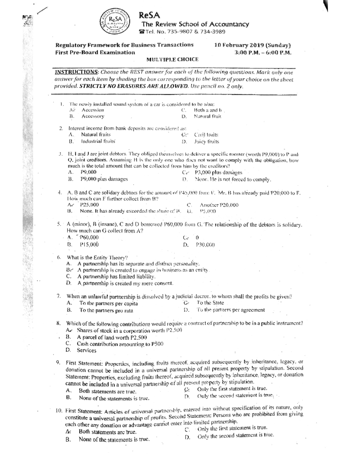 RESA- RFBT-1_Certified Public Accountant Licensure - Accounting - Studocu