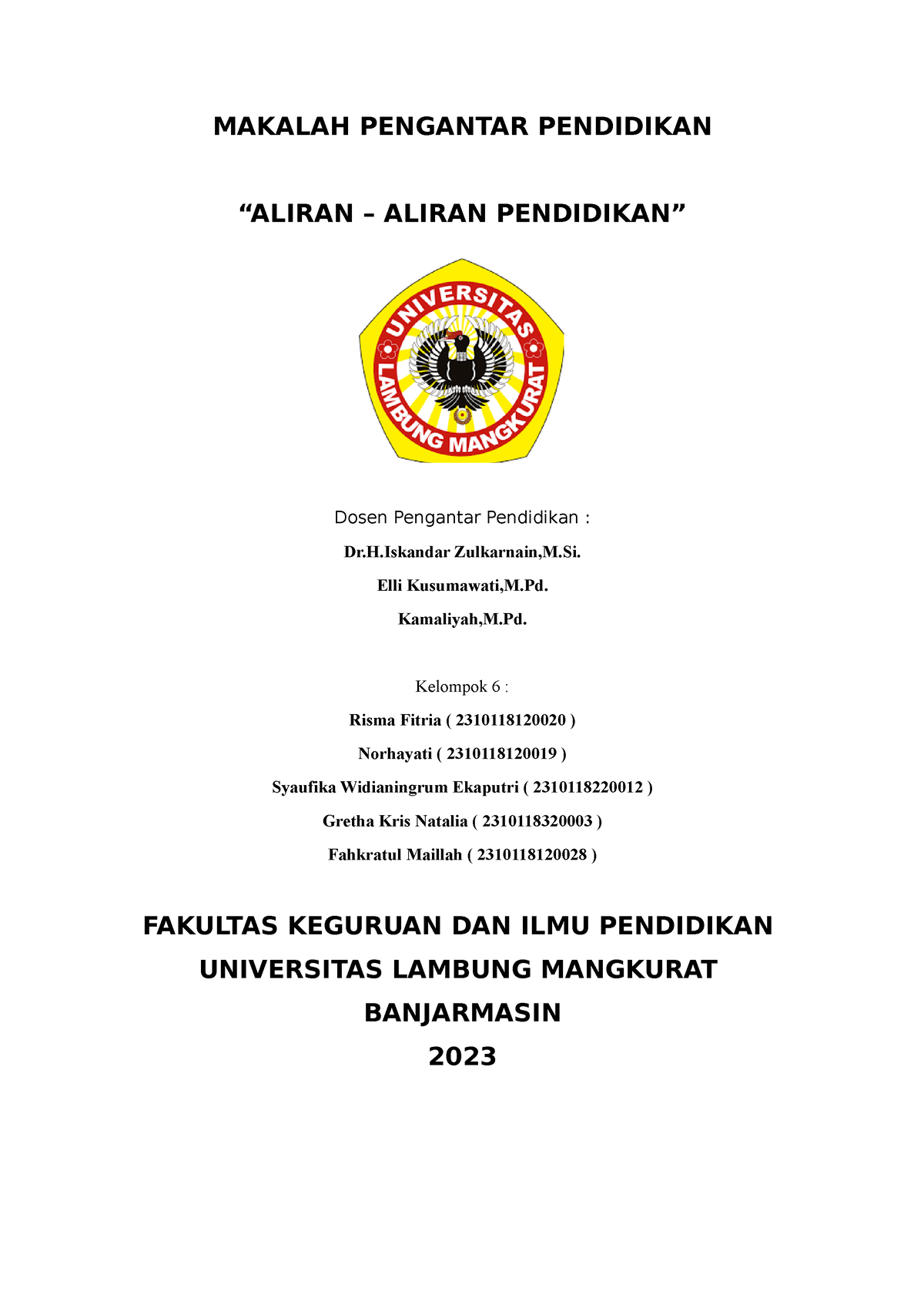 Makalah 2 - MAKALAH PENGANTAR PENDIDIKAN “ALIRAN – ALIRAN PENDIDIKAN ...