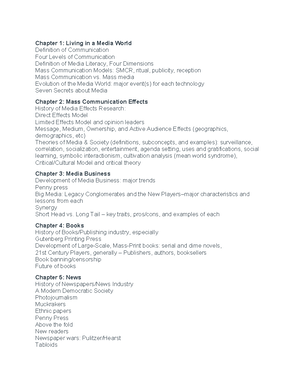 Intro TO MASS Communication Exam 1 Study Guide Chp 1-6 - CHAPTER 1 ...