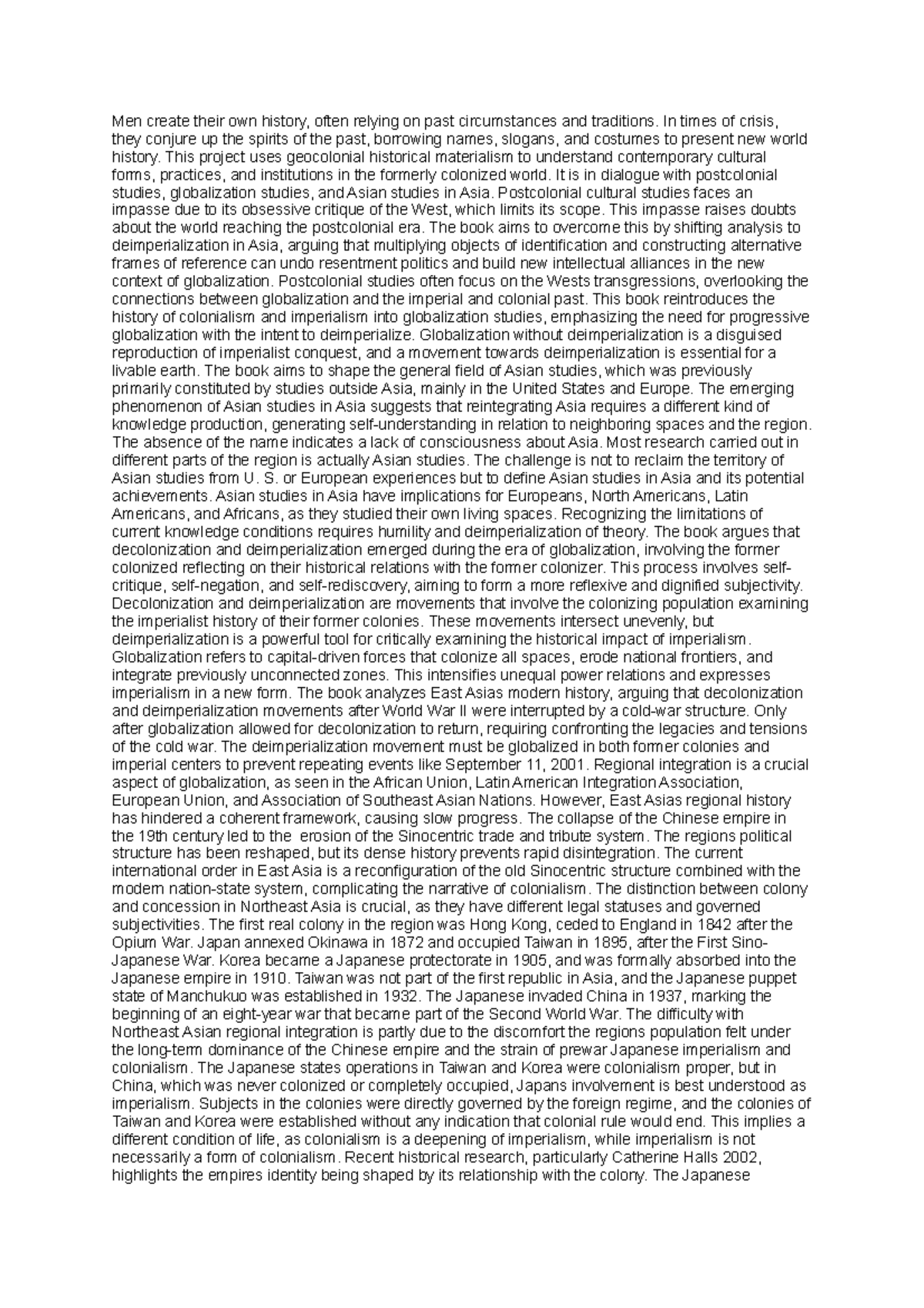 Summerizing report 1689647609 - Men create their own history, often ...