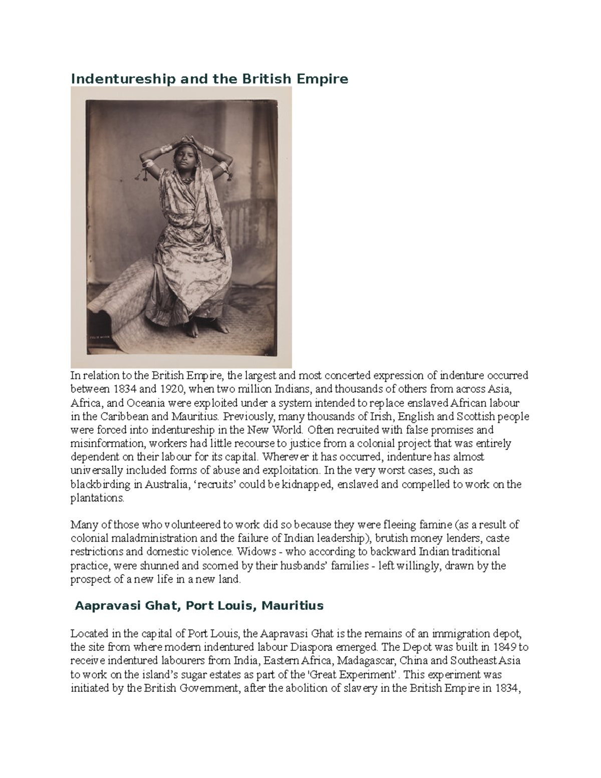 Indentureship and the British Empire - Previously, many thousands of ...