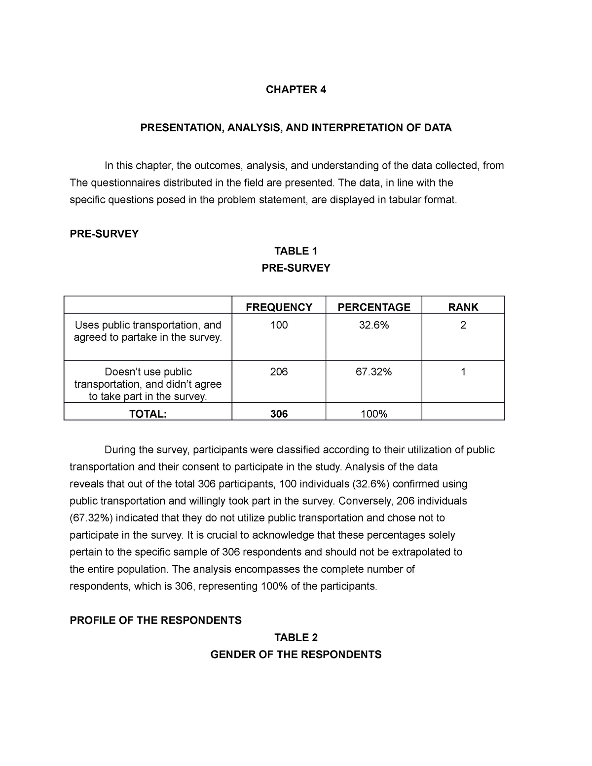 Chapter-4 - Sample Research - CHAPTER 4 PRESENTATION, ANALYSIS, AND ...