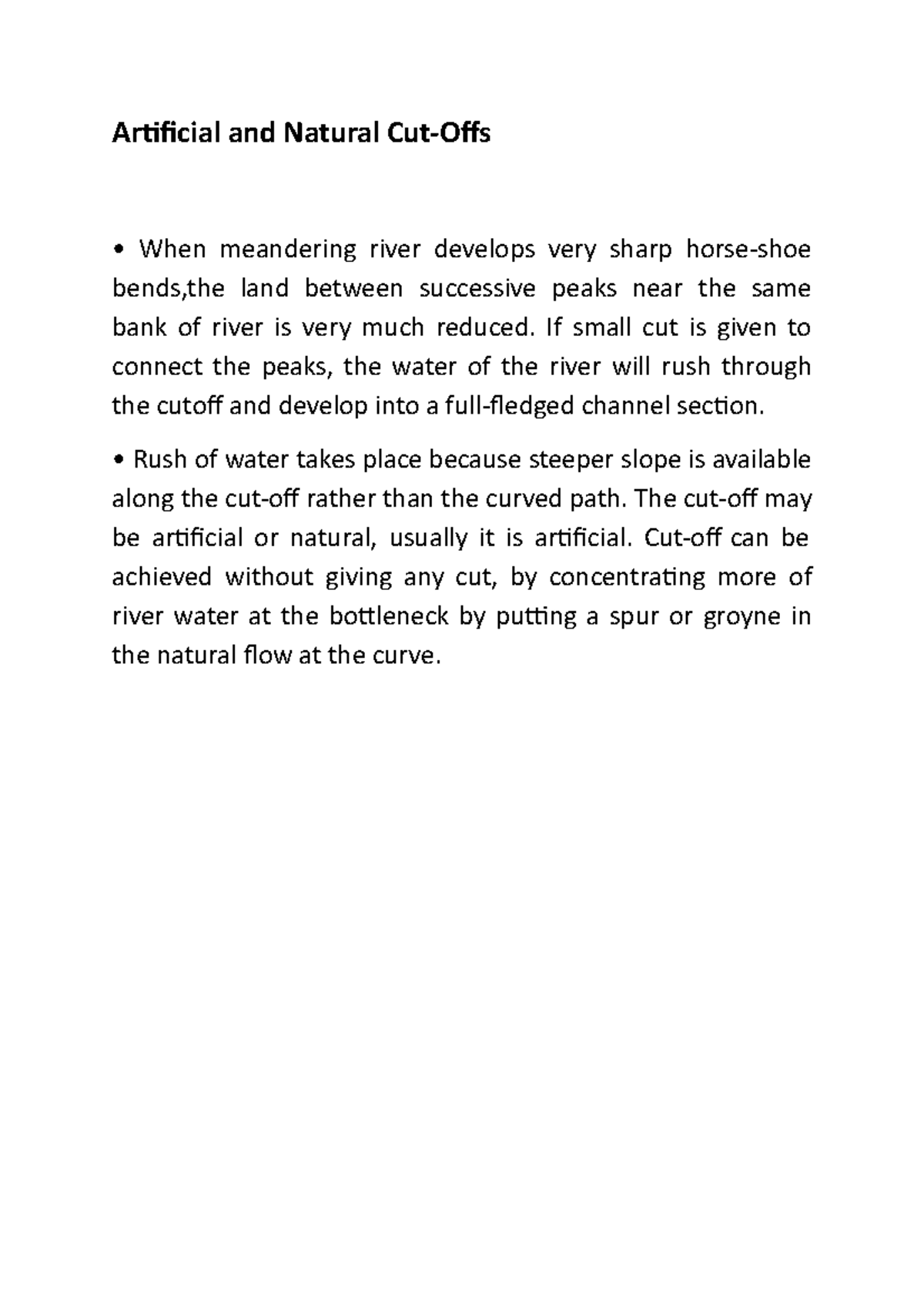 Artificial and Natural Cut notes Artificial and Natural CutOffs When