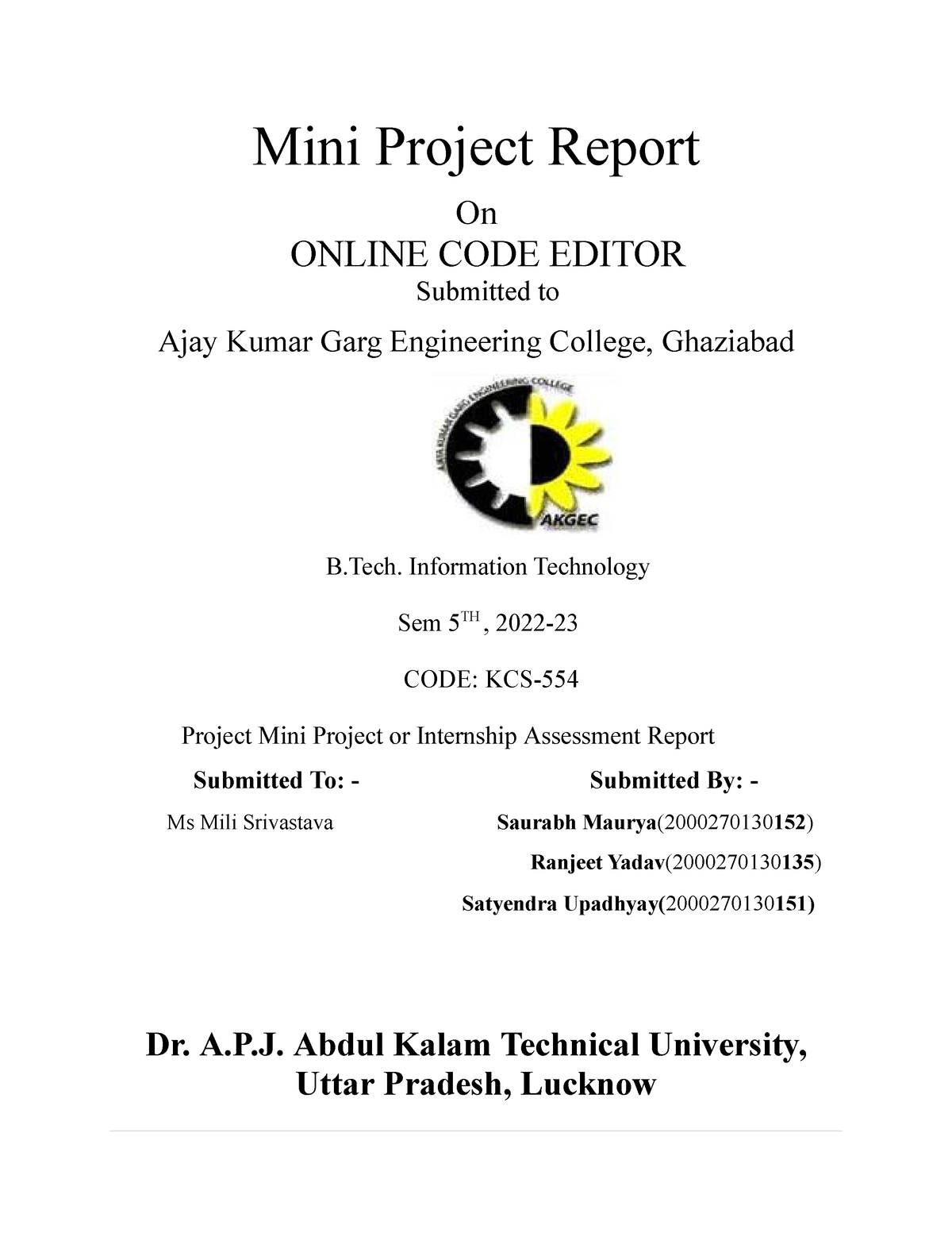 MINI- Project- Report - Mini Project Report On ONLINE CODE EDITOR ...