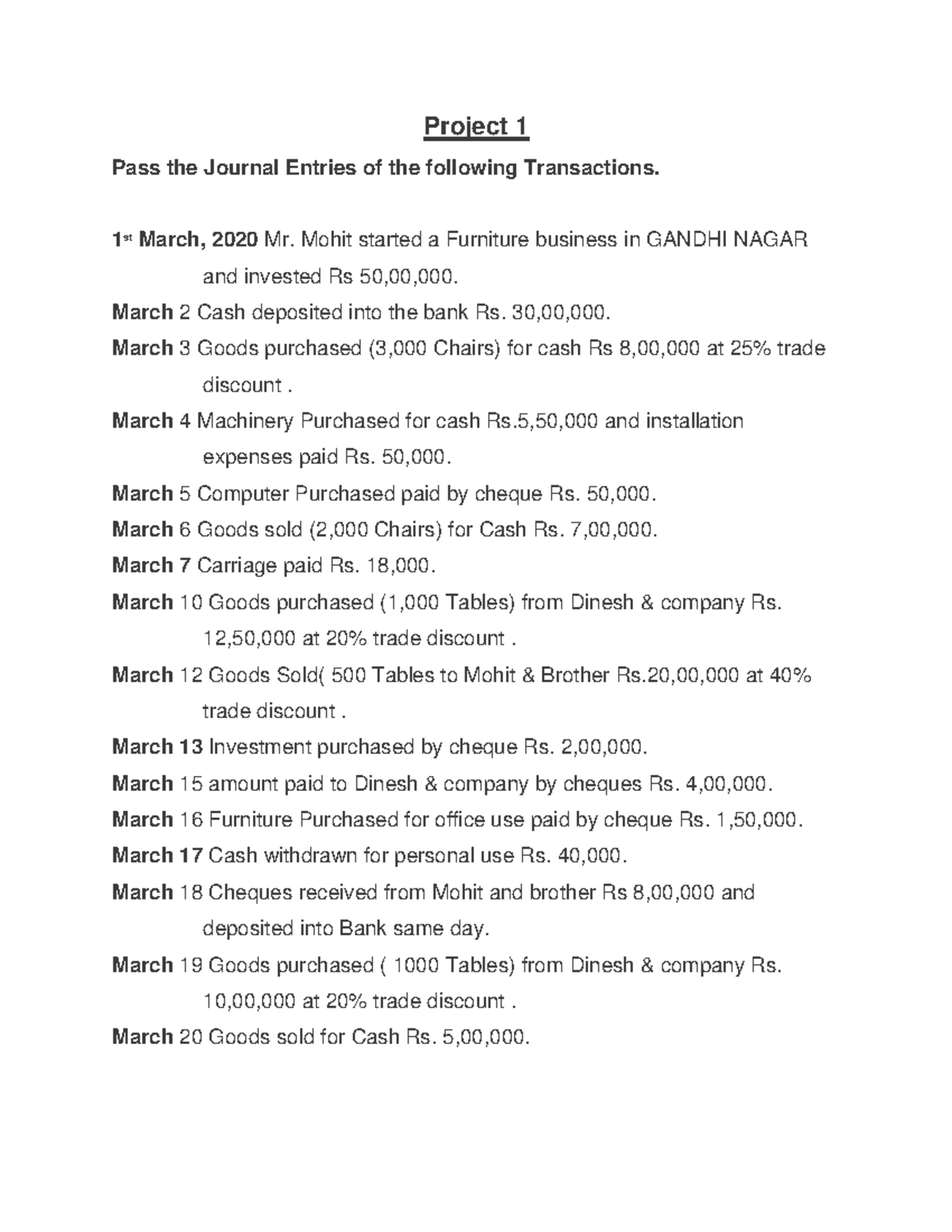 Project 1 - Csjm bcom cource is very good and financial accounting ...