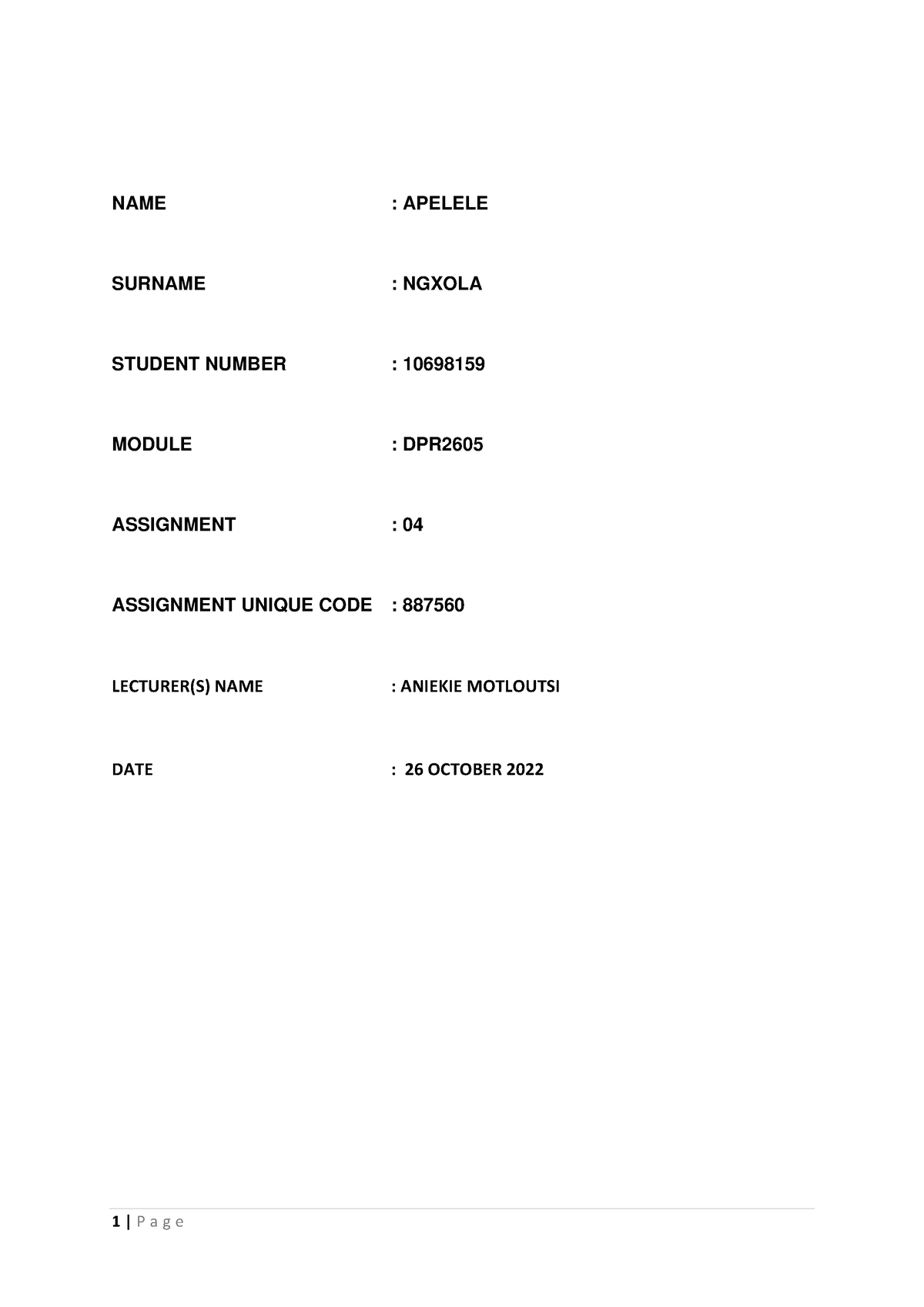 DPR2605%20 Portfolio%20EXAM - NAME : APELELE SURNAME : NGXOLA STUDENT ...