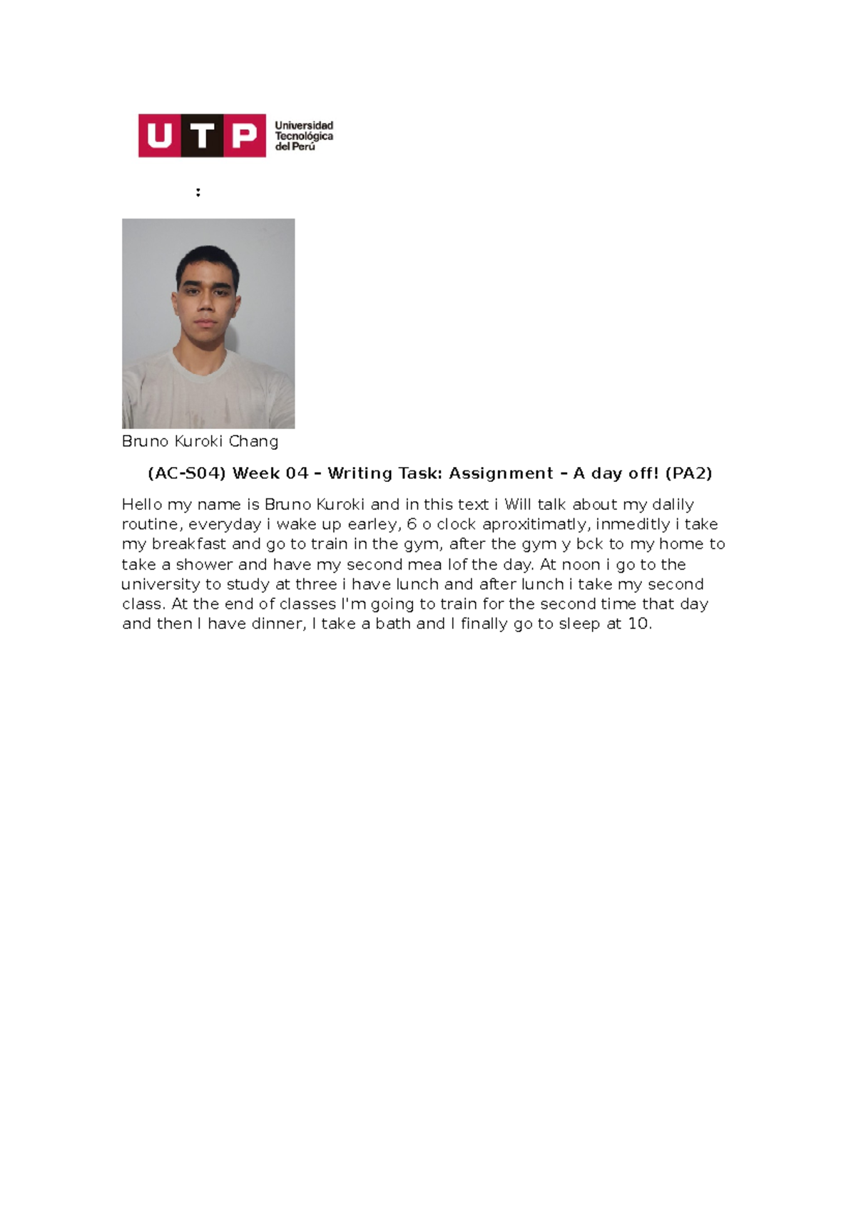TASK 4- EBE. universidad tecnologica del peru - TTTT: T TTT 4 Bruno ...