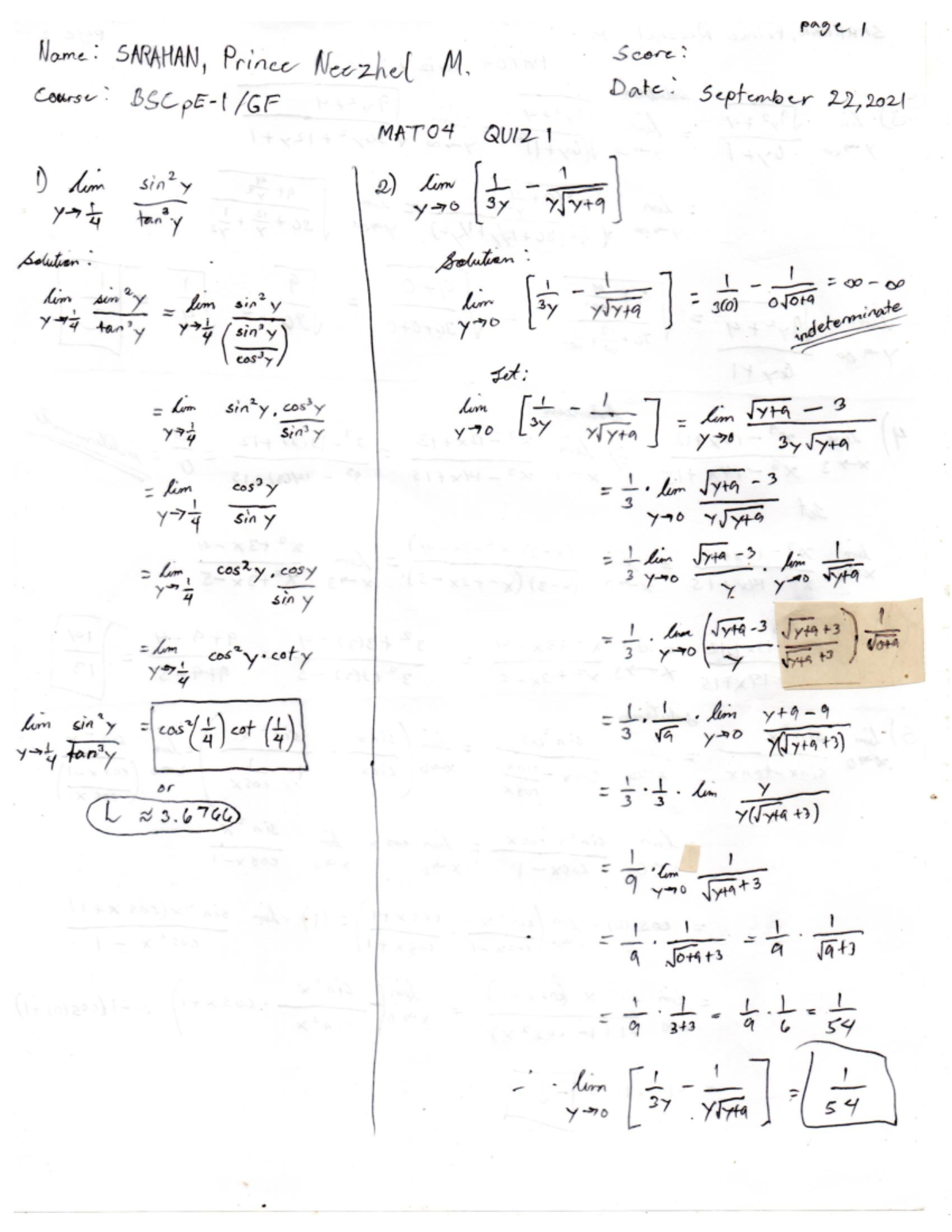 MAT04 QUIZ#1-CPE - BS Computer Engineering - Studocu