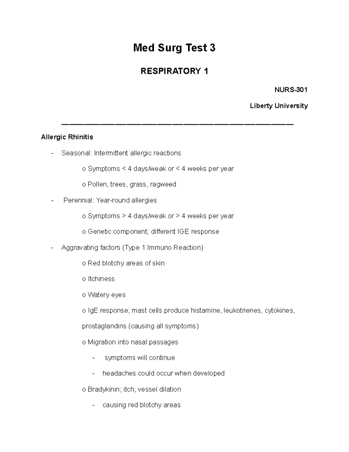 Med-Surg-Test-3-NURS-301 - Med Surg Test 3 RESPIRATORY 1 NURS ...