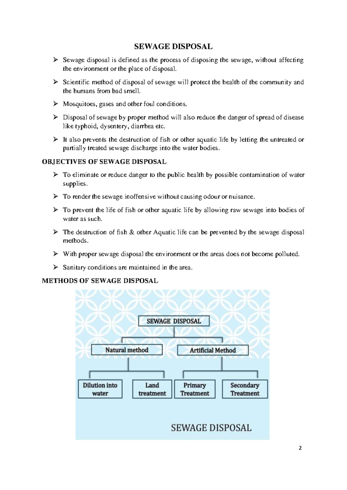 Disposal OF Sewage AND Sludge Management - SEWAGE DISPOSAL Sewage ...