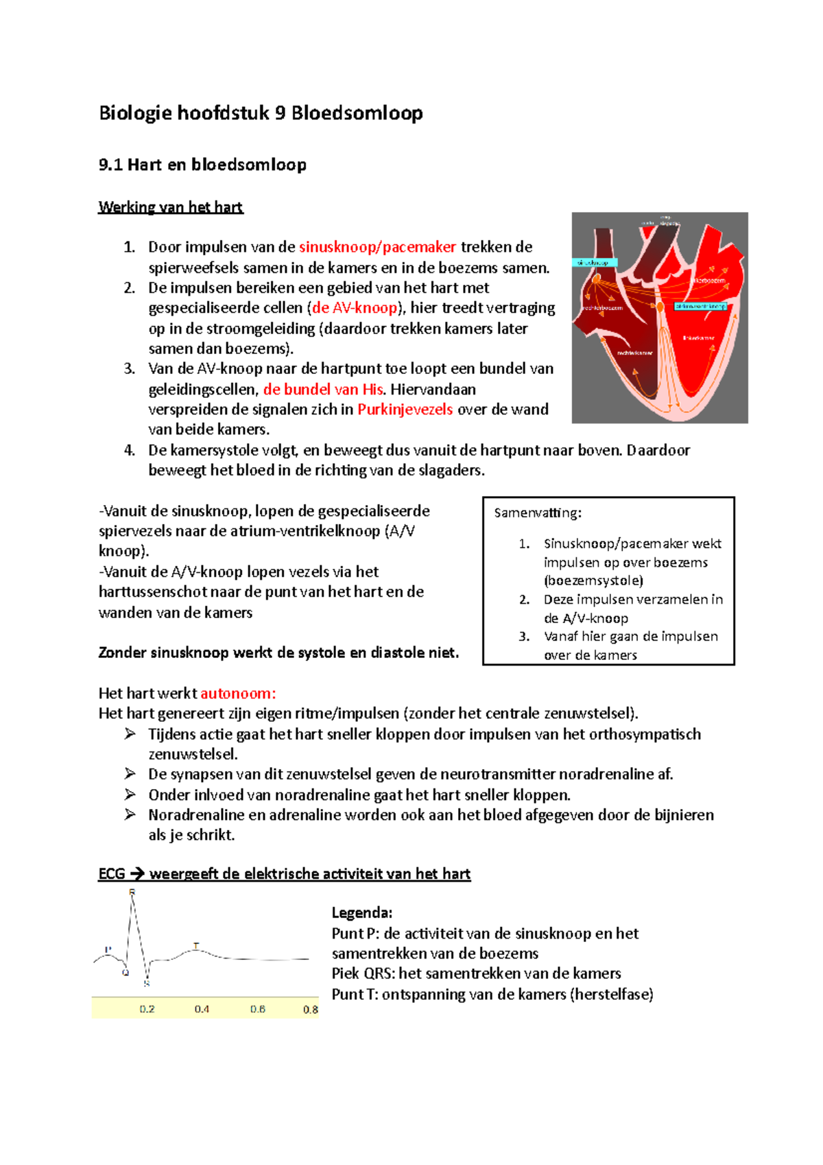 Biologie Hoofdstuk 9 Bloedsomloop - Biologie Hoofdstuk 9 Bloedsomloop 9 ...