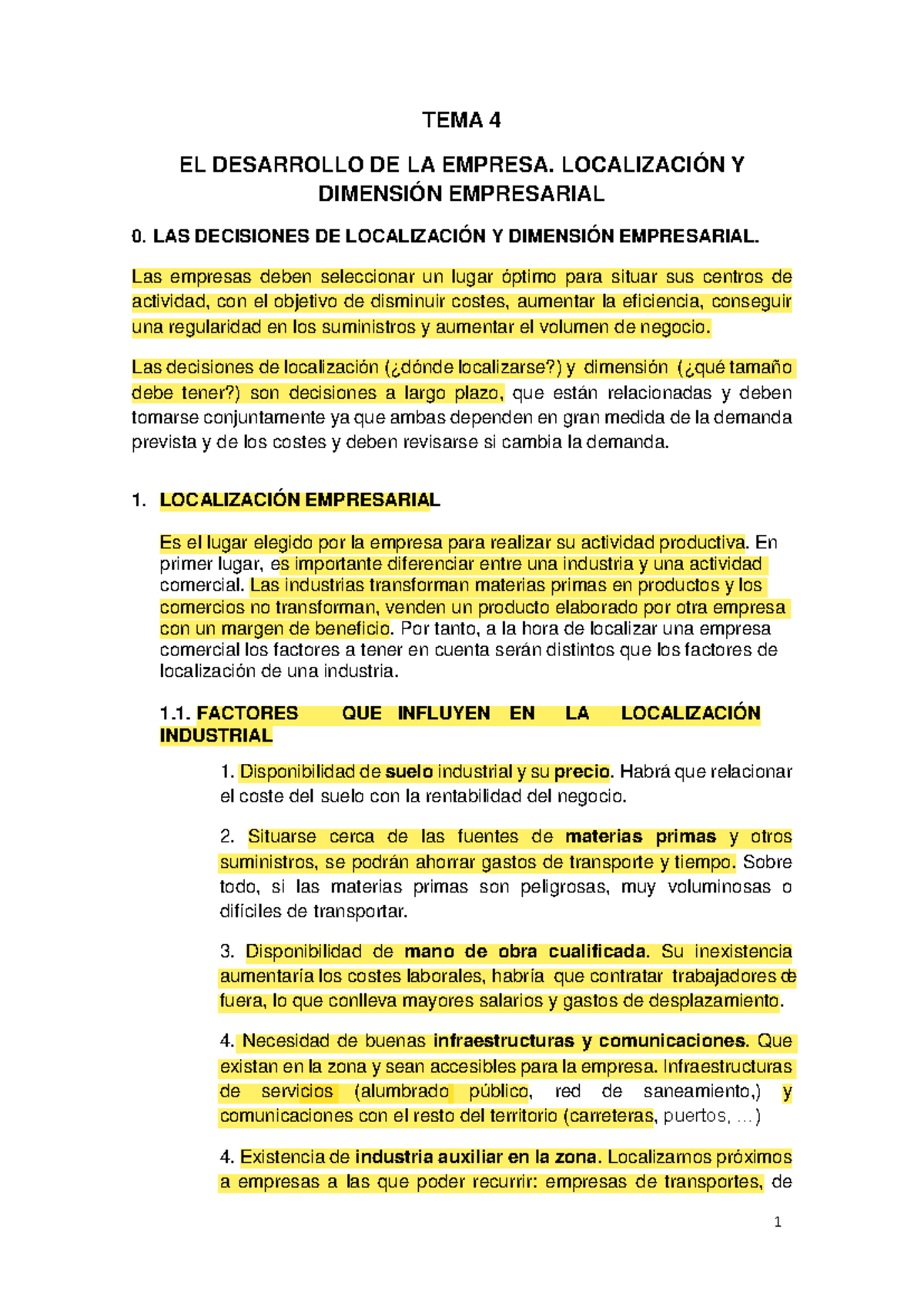 Localización Y Dimensión Empresarial 23-24 - TEMA 4 EL DESARROLLO DE LA ...