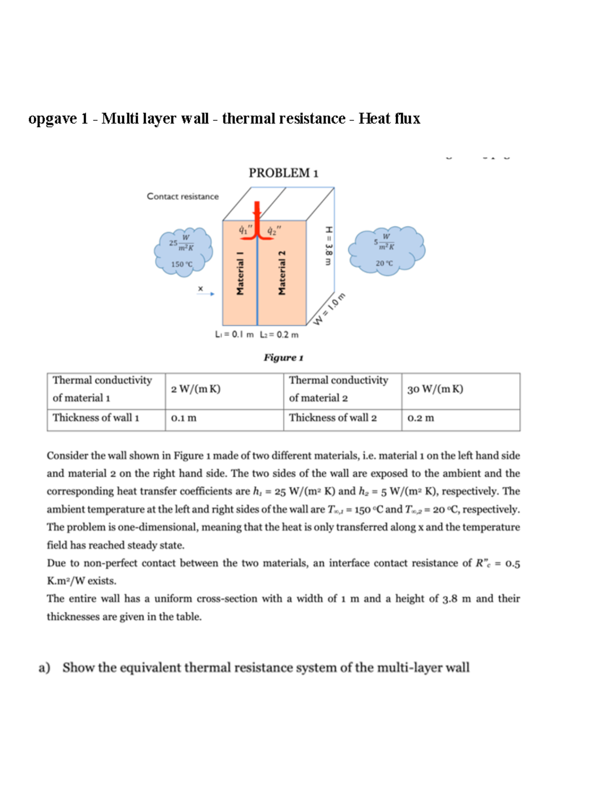 Multilayer wall - Løste opgaver og noter - opgave 1 - Multi layer wall ...