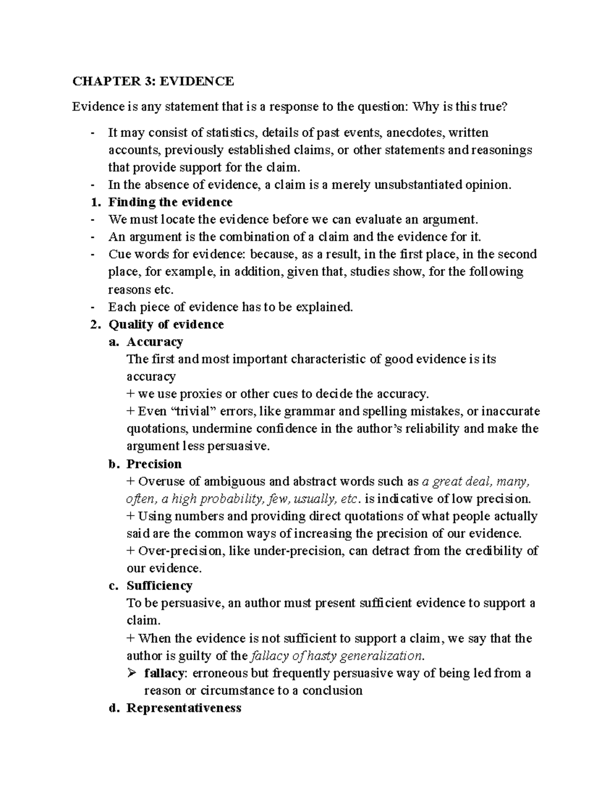 Chapter 3 evidence Book summary CHAPTER 3 EVIDENCE Evidence is any