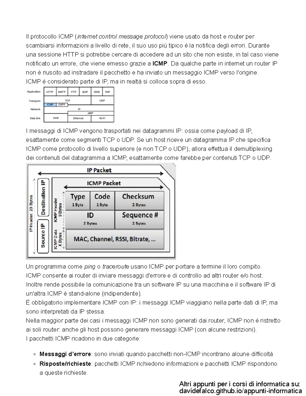 7. ICMP - Internet Control Message Protocol - Altri appunti per i corsi ...